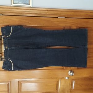 * Lee Slender Secret Stretchy Blue Jeans Gold Trim & Buttons, Size 20, Like New